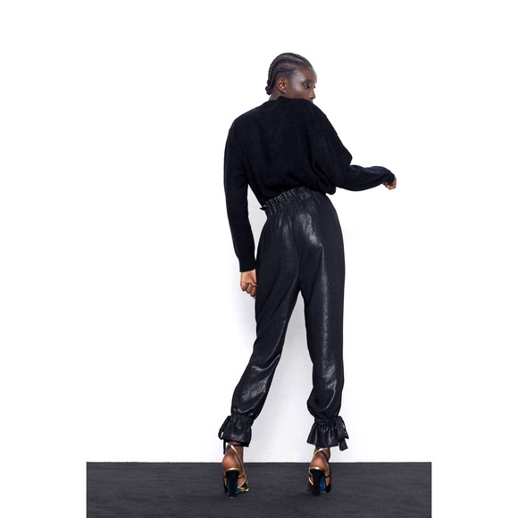 Zara Shimmery Paperbag Trouser Pants - Picture 2 of 11
